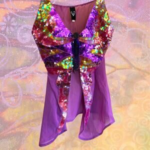 Vintage Deadstock Sequin Butterfly Cami Top, Fairy, Whimsigoth Y2K Cami